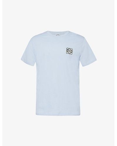 Loewe Brand-embroidered Crewneck Cotton-jersey T-shirt - Blue