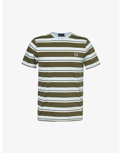 Fred Perry Ringer Logo-embroidered Cotton-jersey T-shirt Xx - Green