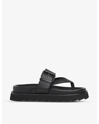 Whistles Sutton Toe-post Buckle Leather Sandals - Black