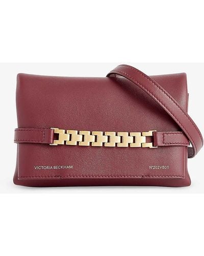 Victoria Beckham Chain-embellished Mini Leather Pouch - Red