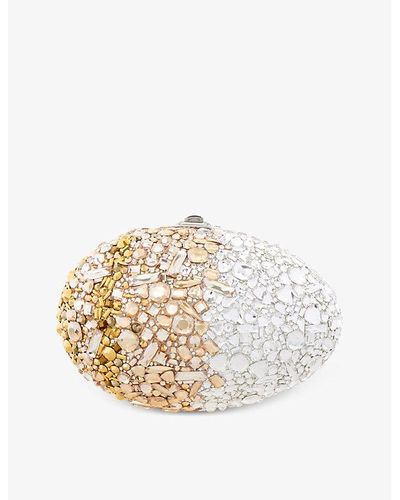 Judith Leiber egg Effervescent Crystal-embellished Silver-tone Metal Clutch Bag - Metallic