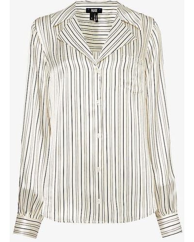 PAIGE Capriana Striped Silk Shirt - White