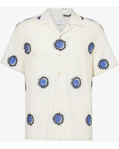 PS by Paul Smith Casual Abstract-pattern Relaxed-fit Cotton-blend Shirt - White