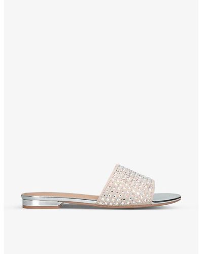 Carvela Kurt Geiger Kianni Crystal-embellished Flat Woven Sandals - White