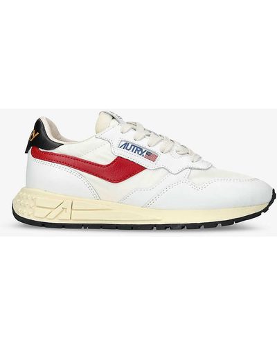 Autry Reelwind Brand-embroidered Leather And Nylon Low-top Trainers - White