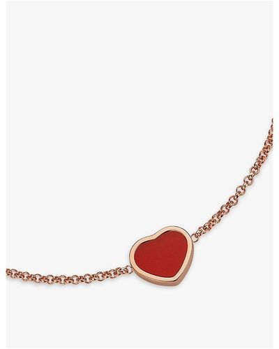 Chopard My Happy Hearts 18ct Rose-gold And Carnelian Bracelet - Pink