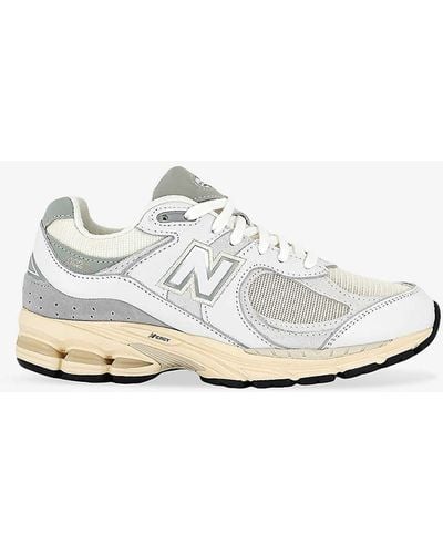 New Balance 2002 Logo-patch Suede And Mesh Low-top Trainers - White