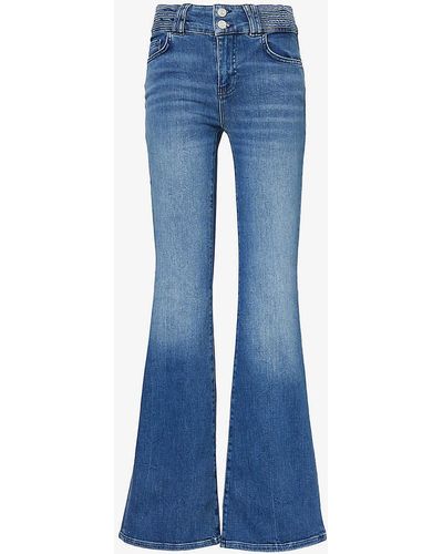 FRAME Triple Binding Flare-leg High-rise Stretch-denim Jeans - Blue