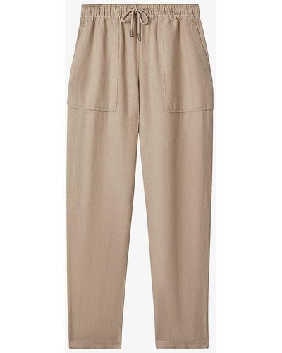 Reiss Romie Relaxed-fit High-rise Stretch-woven Trousers - Natural