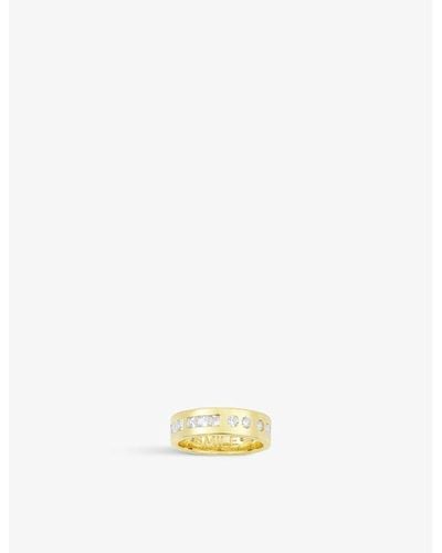 Apm Monaco Smile Morse Code 18ct -plated Metal Alloy And Cubic Zirconia Ring - Yellow