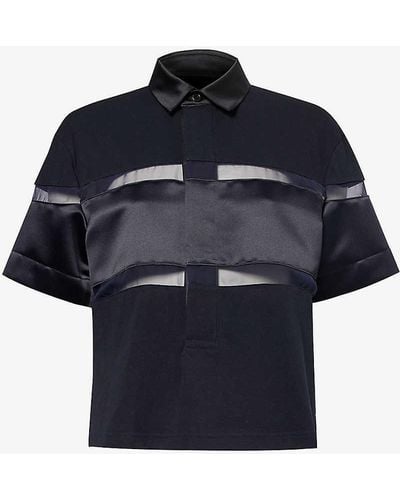 Sacai Rugby Contrast-panel Cotton Top - Blue