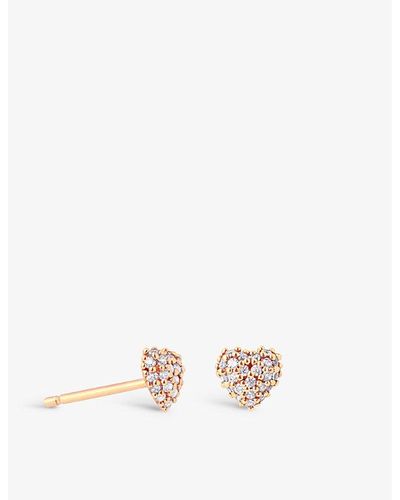 Astrid & Miyu Heart -plated Sterling-silver And Cubic Zirconia Stud Earrings - White