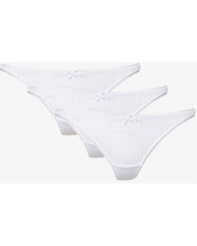 Cou Cou Intimates Pointelle-pattern Organic-cotton Briefs Pack Of Three - White