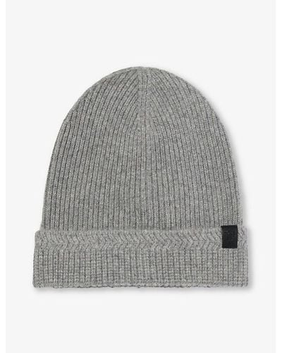 Tom Ford Branded-patch Wool And Cashmere-blend Beanie Hat - Grey