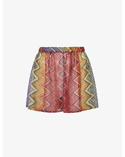Missoni Chevron Chevron-pattern Relaxed-fit Knitted Shorts - Red