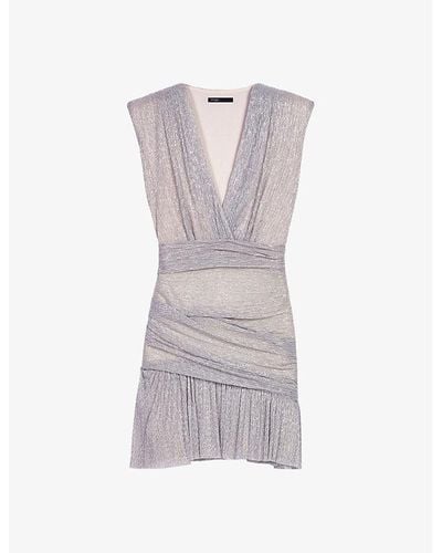 Maje Runnygo Metallic Woven Mini Dress - Gray