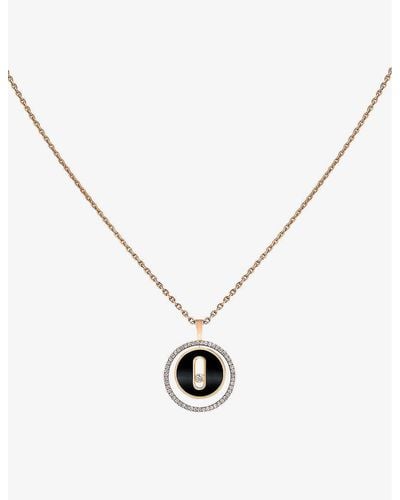 Messika Lucky Move Small 18ct Rose-gold, 0.20ct Brilliant-cut Diamond And Onyx Pendant Necklace - Metallic