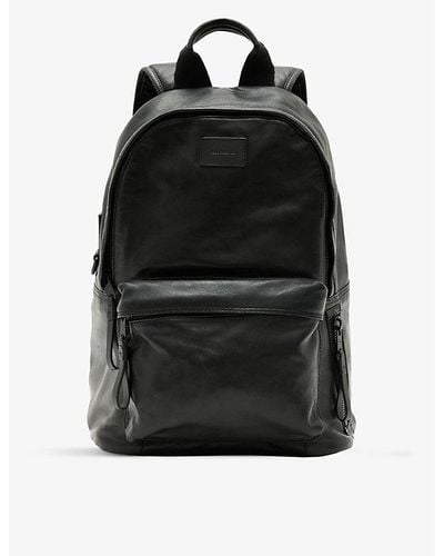 AllSaints Carabiner Brand-patch Leather Backpack - Black