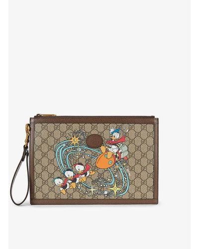 Gucci X Disney Donald Duck Canvas And Leather Clutch Bag - Multicolour