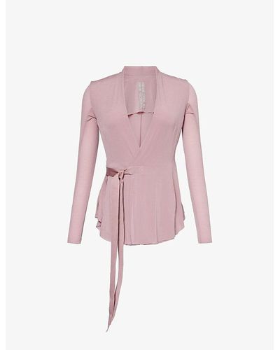 Rick Owens Giacca Hollywood Wrap-front Stretch-mesh Top - Pink