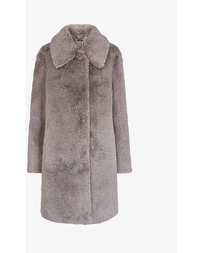 Whistles Imogen Collar-detail Faux-fur Coat - Grey
