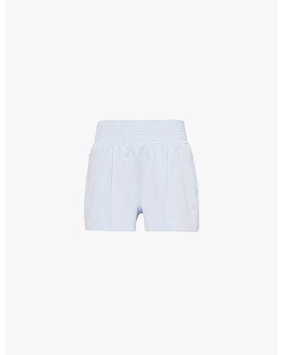 Sweaty Betty Sand Wash Cloudweight Shirred-waist Recycled-polyester Blend Jersey Shorts - Blue