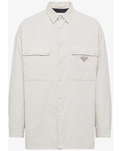 Prada Logo-plaque Oversized Cotton-corduroy Shirt - White