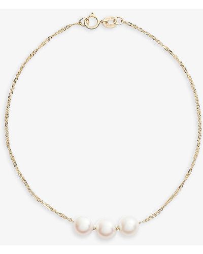 The Alkemistry Poppy Finch 14ct Triple-pearl Embellished Bracelet - Natural
