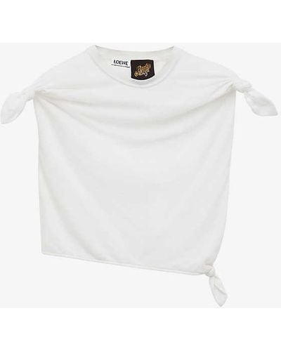 Loewe Knotted Cropped Cotton-blend Top - White