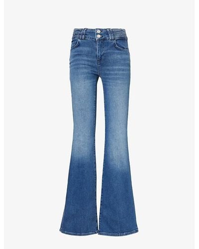 FRAME Triple Binding Flare-leg High-rise Stretch-denim Jeans - Blue