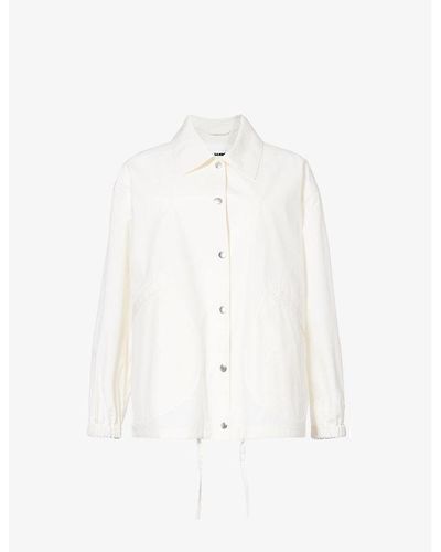 Jil Sander Brand-print Collared Cotton Jacket - White