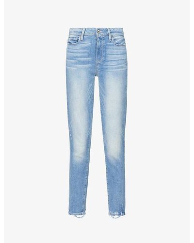 PAIGE Hoxton Frayed-hem Ultra-skinny High-rise Jeans - Blue