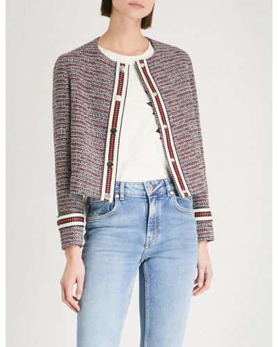 Maje Cropped Tweed Jacket - Multicolour
