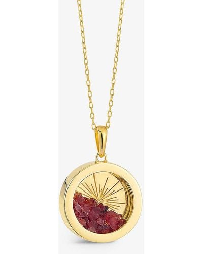 Rachel Jackson Sunburst Amulet Medium 22ct Gold-plated Sterling Silver And Garnet Necklace - White