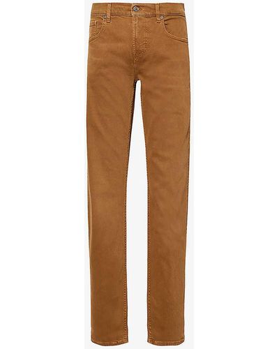 7 For All Mankind Slimmy Tapered-leg Mid-rise Stretch-denim Jeans - Brown