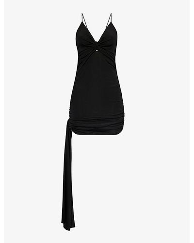 Dion Lee Asymmetric Bolt-embellished Jersey Mini Dress - Black
