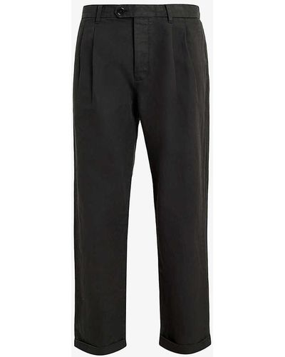 AllSaints Sainte Pleated Cotton And Linen Trousers - Black