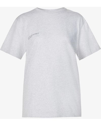 PANGAIA Text-print Organic-cotton-and Seaweed-blend T-shirt - Grey