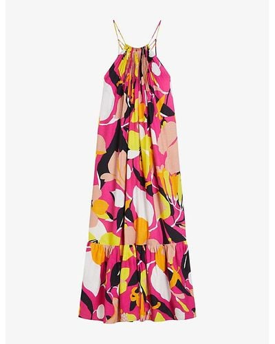 Ted Baker Ikella Abstract-print Stretch-woven Maxi Dress - Red