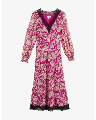 Ted Baker Izobele Floral-print Woven Midi Dress - Pink