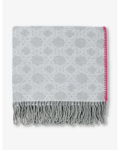 Maje Monogram-pattern Cotton-blend Scarf - Gray
