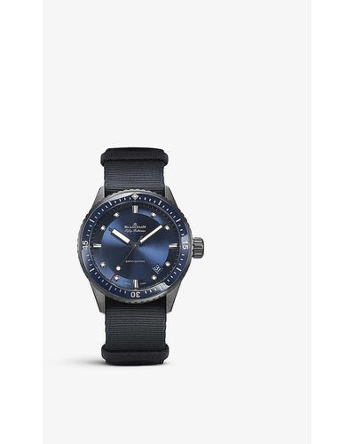 Blancpain 5000-0140-oa Fifty Fathoms Nato And Ceramic Automatic Watch - Blue