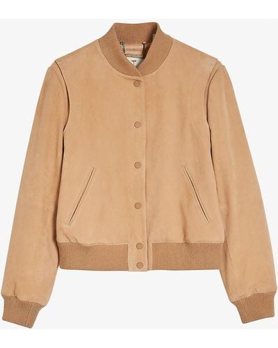 Ted Baker Benia Cropped Suede Bomber Jacket - Brown