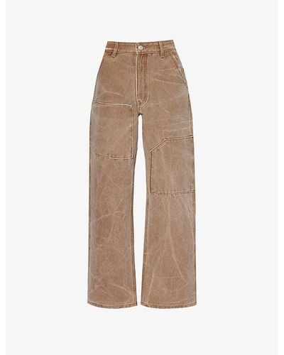 Acne Studios Palma Brand-patch Wide-leg Cotton Trousers - Natural