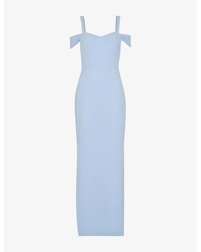 Whistles Lucy Sweetheart Stretch-woven Maxi Dress - Blue