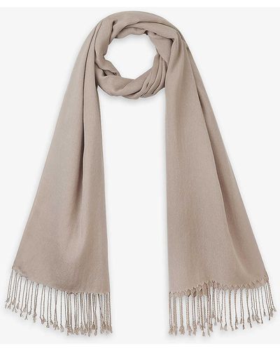 The White Company Fringed-edge Lightweight Wool-blend Scarf - Natural