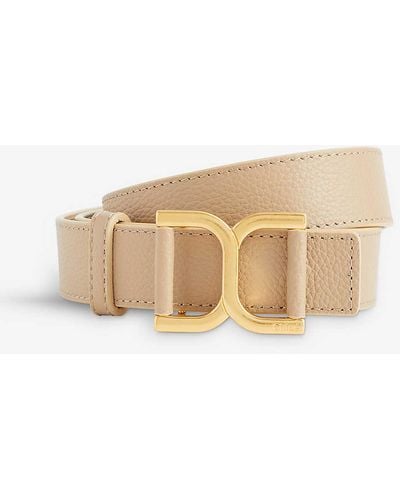 Chloé Marcie Branded Leather Belt - Natural