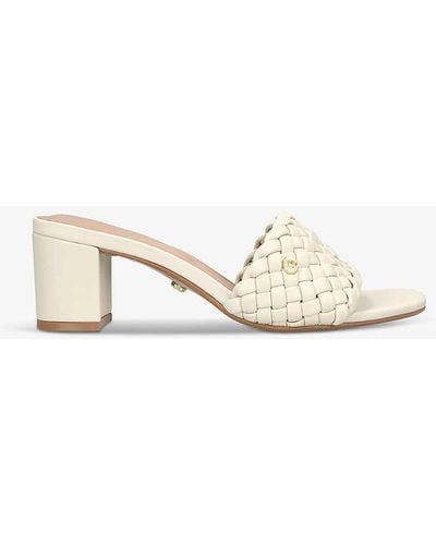 Carvela Kurt Geiger Laatice Woven-texture Faux-leather Heeled Mules - Natural