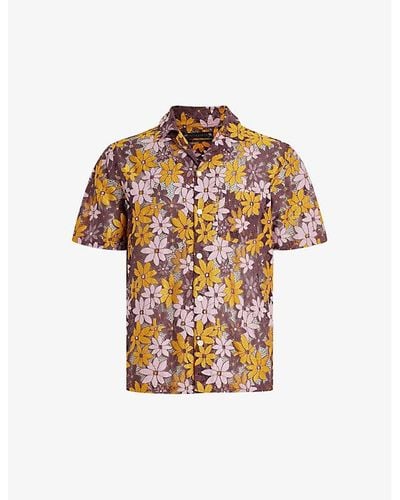 AllSaints Visalia Floral-print Relaxed-fit Woven Shirt - Multicolour