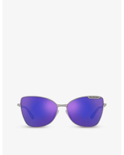 Balenciaga Bb0278s Butterfly-frame Metal Sunglasses - Purple